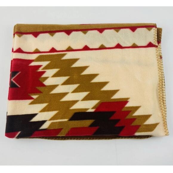 St. Labre Indian School Soft Fleece Throw Blanket Southwest Aztec Brown Red Colo - Picture 4 of 10